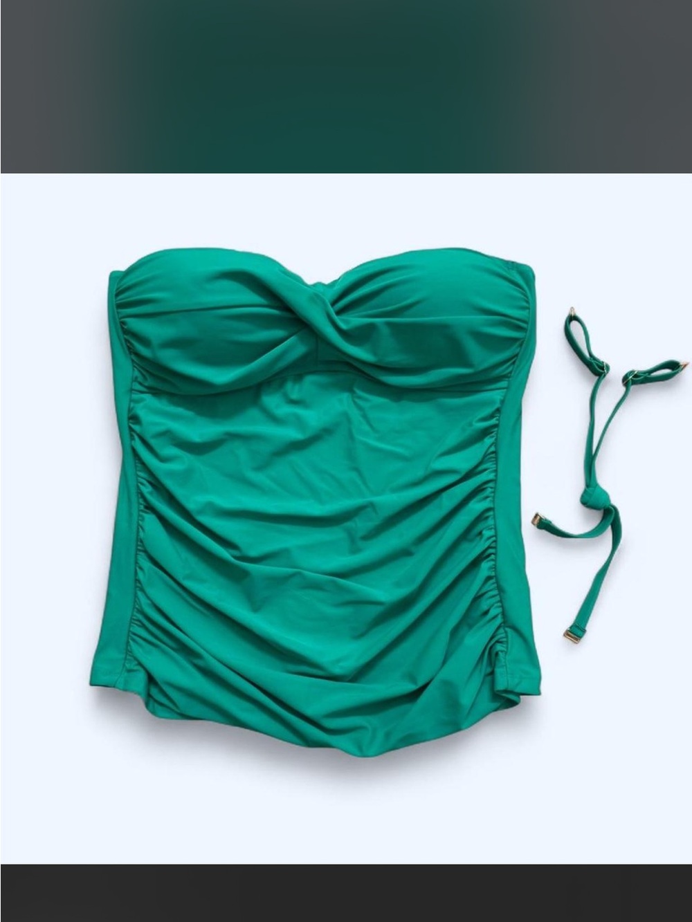 RELLECIGA Emerald Green Bandeau Swim Top with Gold Logo